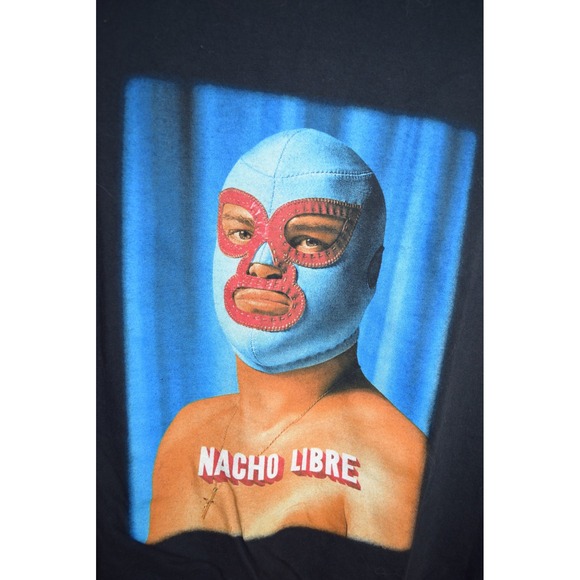 Vintage Nacho Libre Movie Poster Promo Black T Shirt MENS L WOMENS XL MODIFIED - Picture 3 of 14